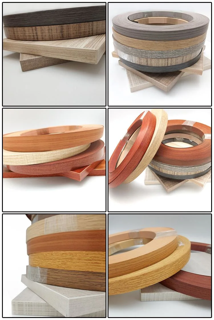 Plastic Cabinet Edging PVC Edge Banding Tape Rubber Cabinet Wood Grain Edge Strips Trim